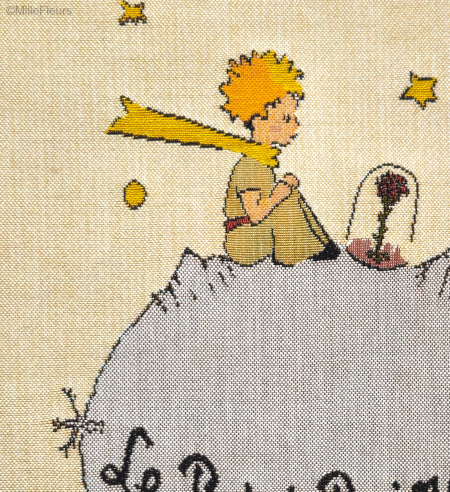 The Little Prince with a rose Tapestry cushions The Little Prince - Mille Fleurs Tapestries