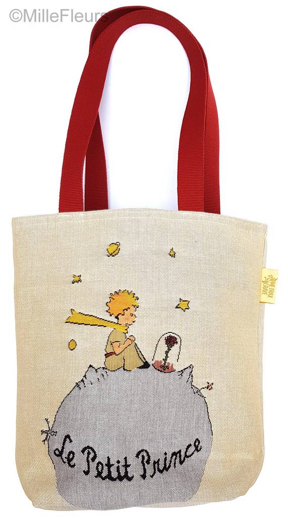 The Little Prince with a rose Tote Bags The Little Prince - Mille Fleurs Tapestries