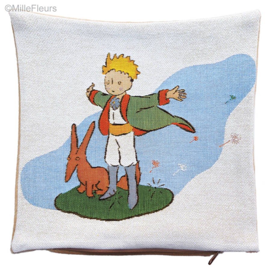 El Principito con zorro (Antoine de Saint-Exupéry) Fundas de cojín El Principito - Mille Fleurs Tapestries