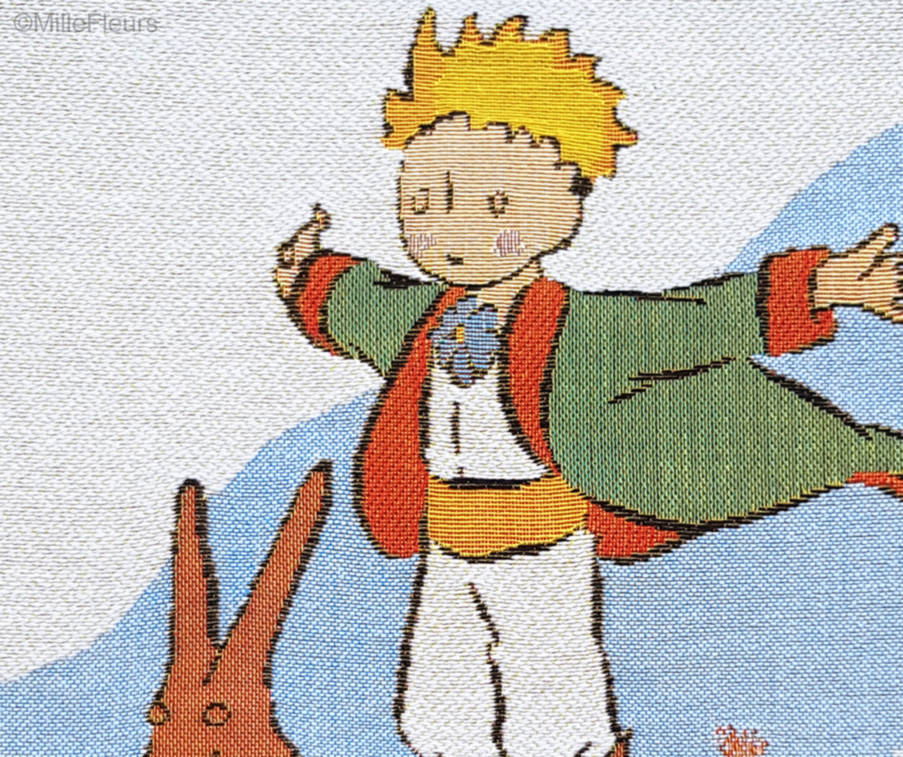 El Principito con zorro (Antoine de Saint-Exupéry) Fundas de cojín El Principito - Mille Fleurs Tapestries