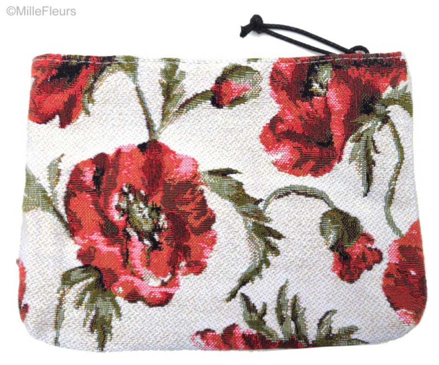 Coquelicots sur noir Sacs de Maquillage Pochettes Zippées - Mille Fleurs Tapestries