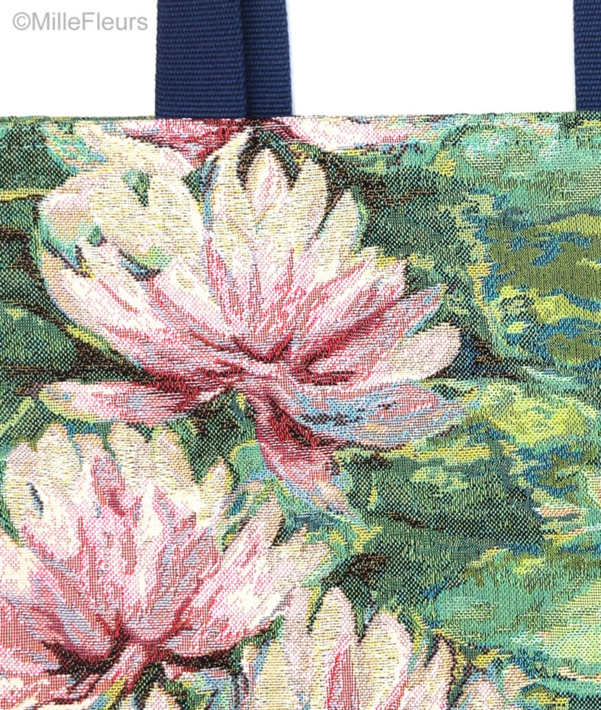 Pink Water Lilies Tote Bags Masterpieces - Mille Fleurs Tapestries