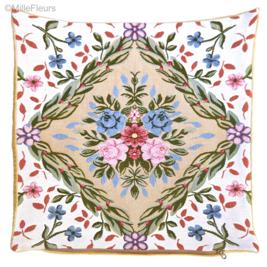 Savonnerie 1, blue Tapestry cushions Classic Flowers - Mille Fleurs Tapestries