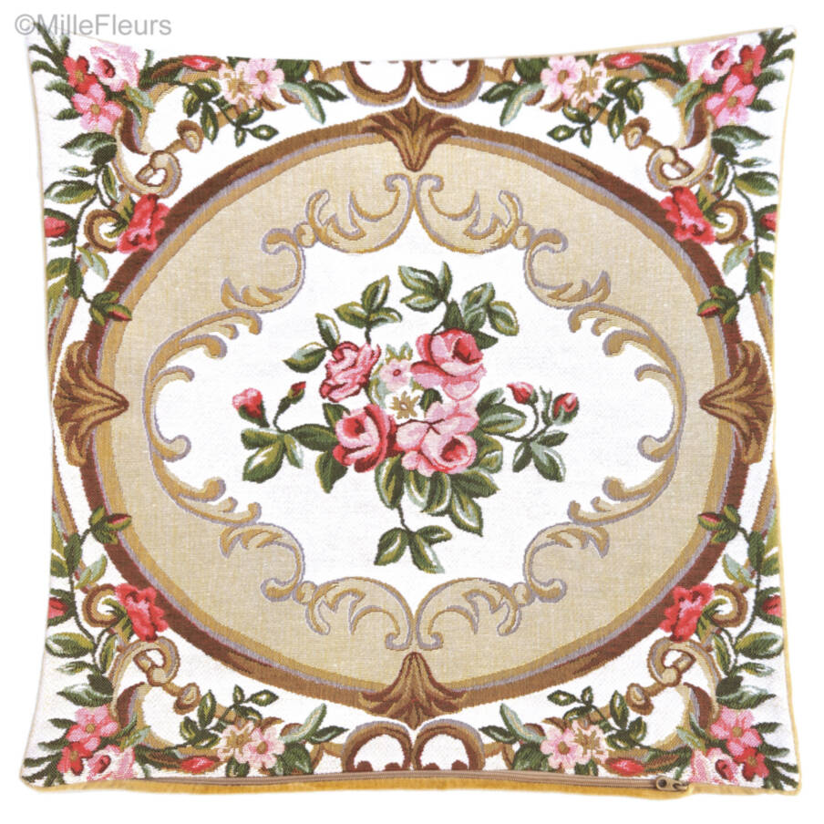 Aubusson, rood Sierkussens Bloemen klassiek - Mille Fleurs Tapestries