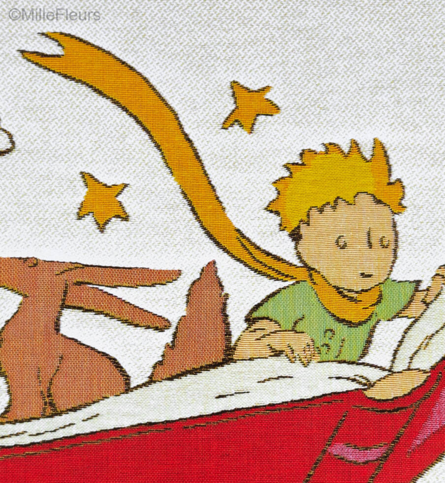 De Kleine Prins op een boek Sierkussens De Kleine Prins - Mille Fleurs Tapestries