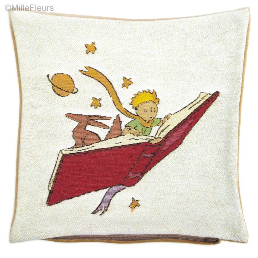 De Kleine Prins op een boek Sierkussens De Kleine Prins - Mille Fleurs Tapestries