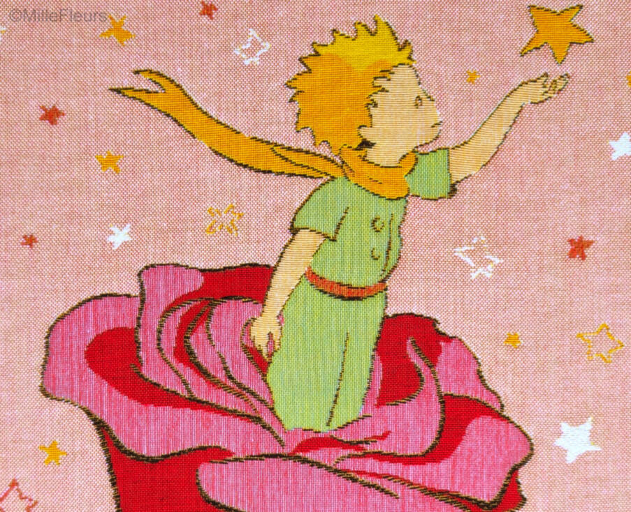 De Kleine Prins op een roos Sierkussens De Kleine Prins - Mille Fleurs Tapestries