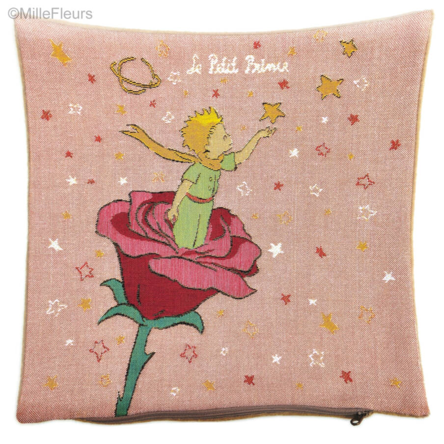 The Little Prince on a rose Tapestry cushions The Little Prince - Mille Fleurs Tapestries