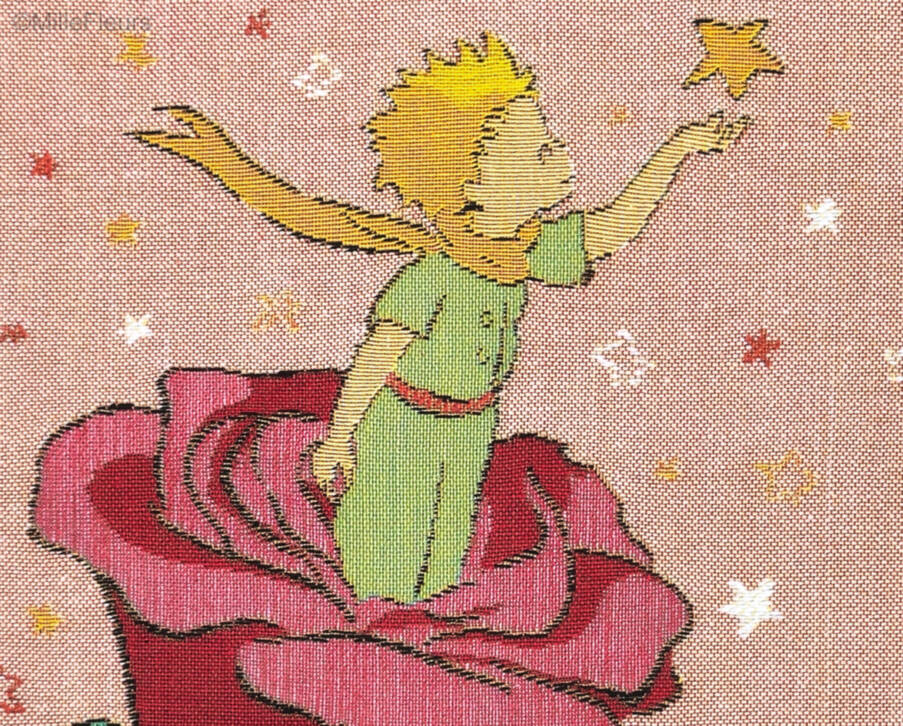The Little Prince on a rose Tapestry cushions The Little Prince - Mille Fleurs Tapestries