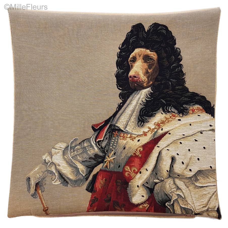 Perro Luis XIV Fundas de cojín Perros - Mille Fleurs Tapestries