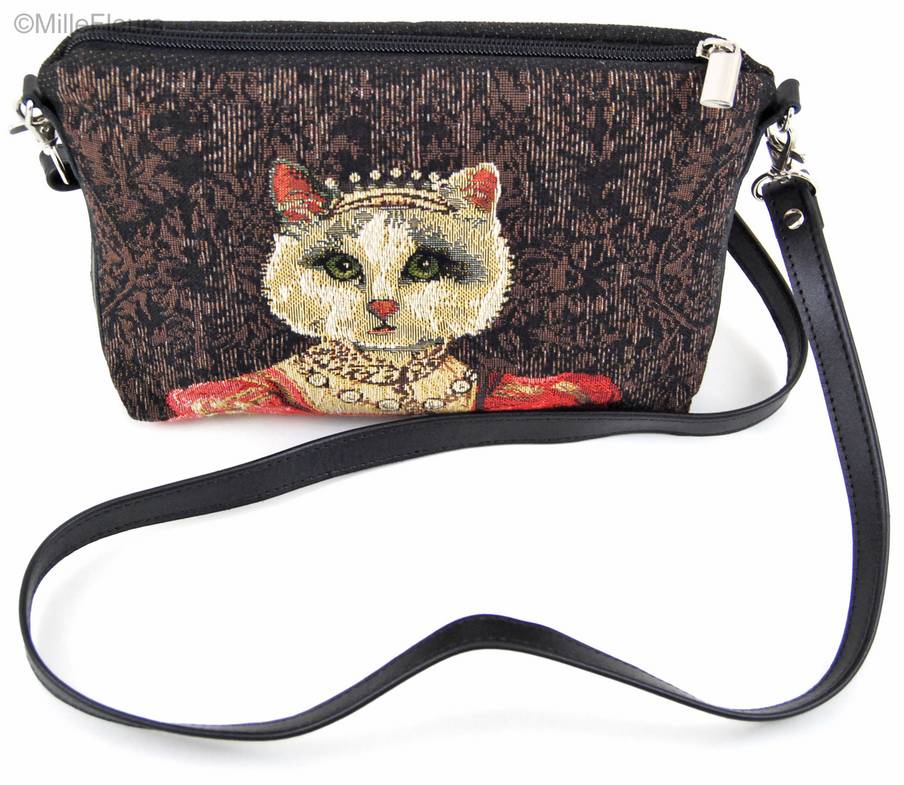 Gato con Corona y Vestido Rojo Bolsas Gatos - Mille Fleurs Tapestries