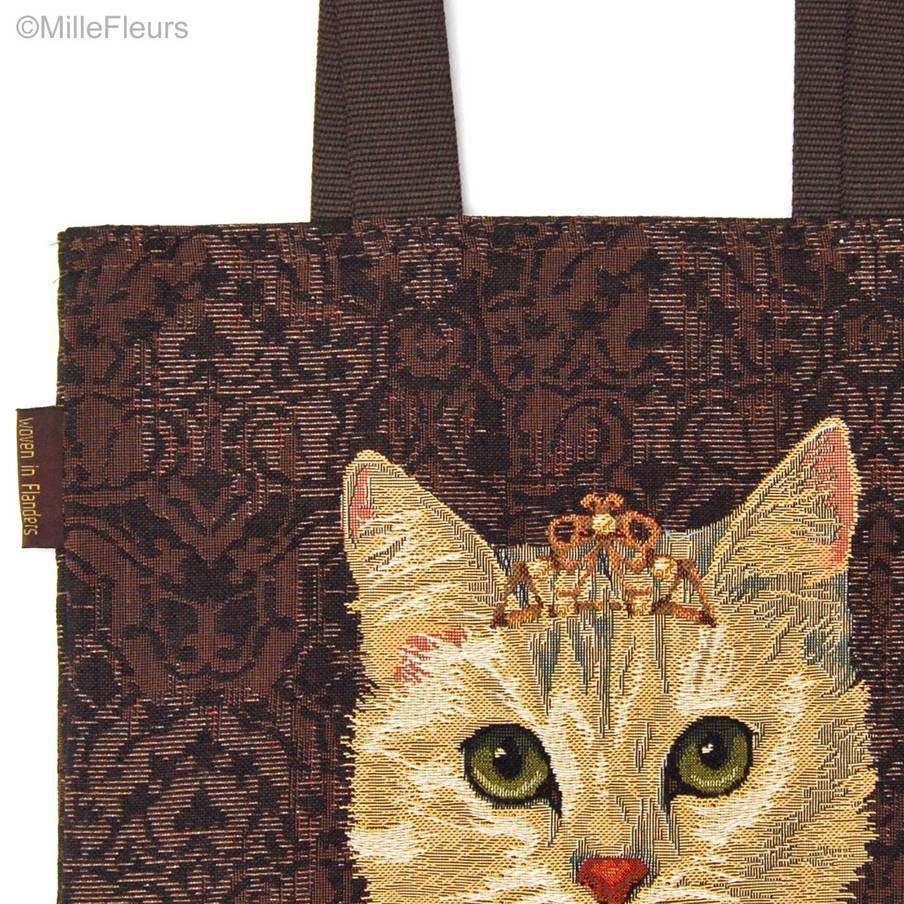 Kat met Kroon en Halsband Shoppers Katten en Honden - Mille Fleurs Tapestries