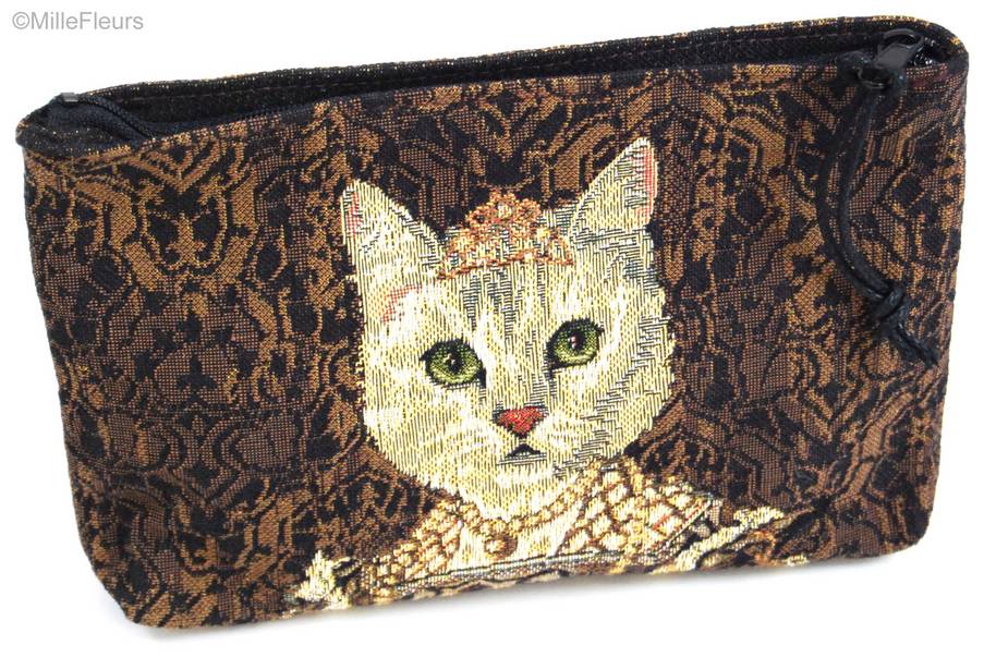 Cat with Crown Make-up Bags Zipper Pouches - Mille Fleurs Tapestries