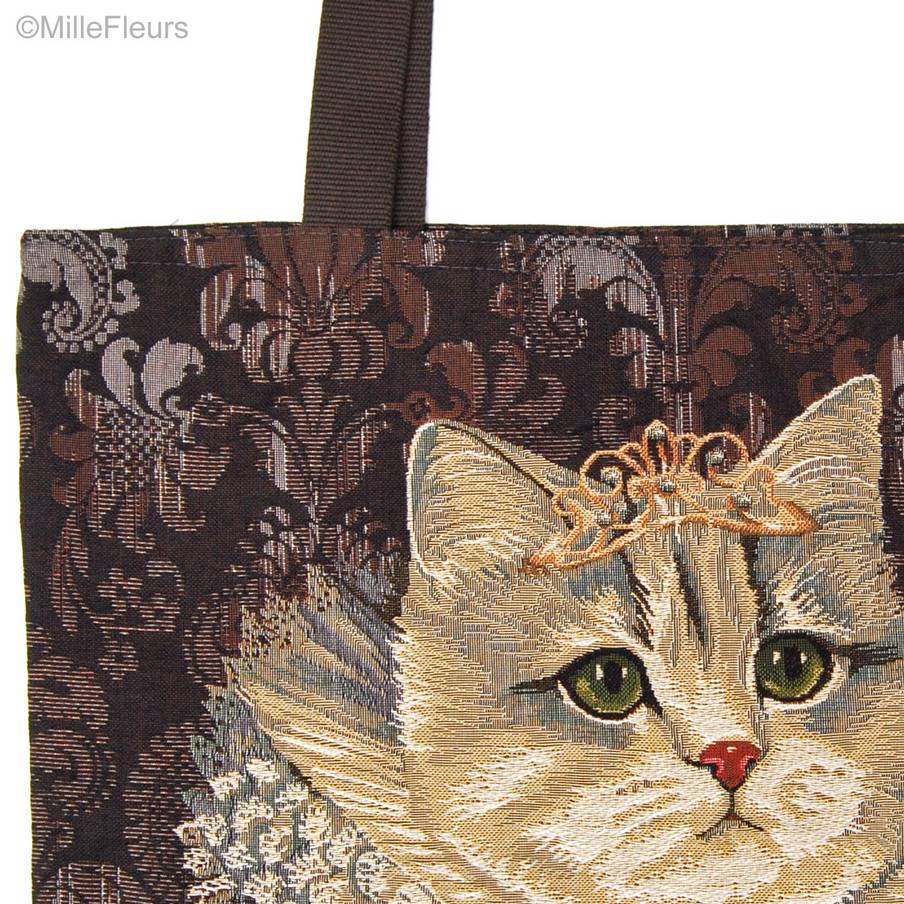 Cat with Crown and Lace Collar Tote Bags Cats - Mille Fleurs Tapestries