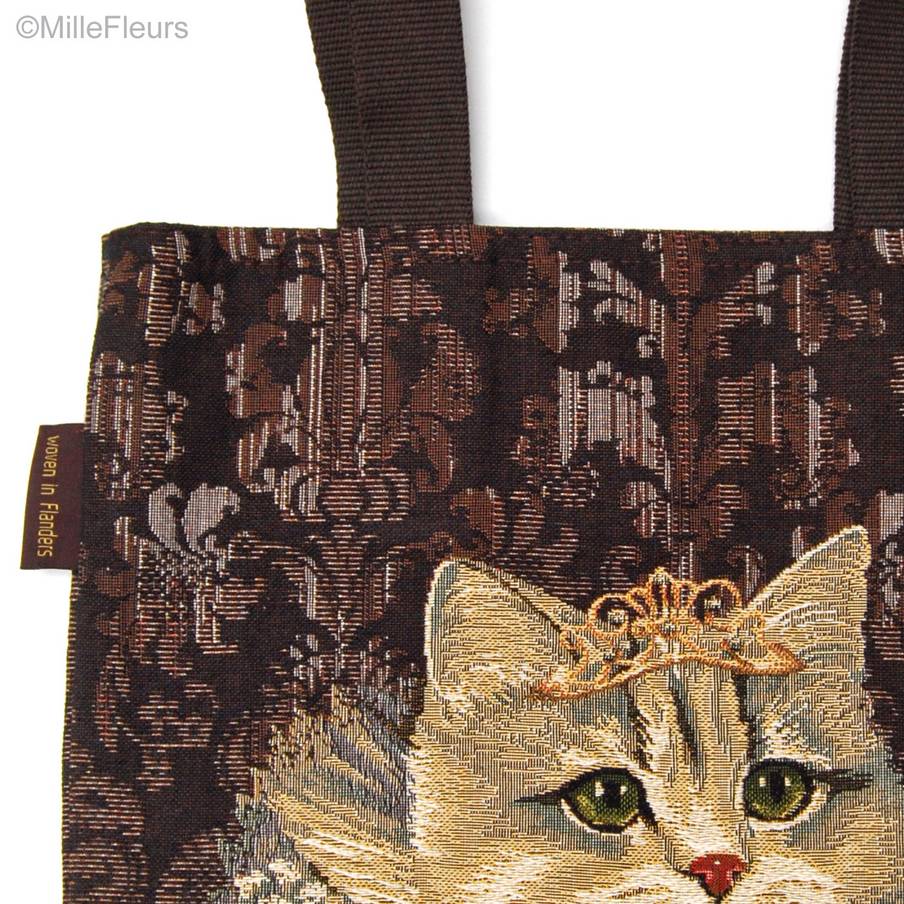 Kat met Kroon en Kanten Kraag Shoppers Katten en Honden - Mille Fleurs Tapestries