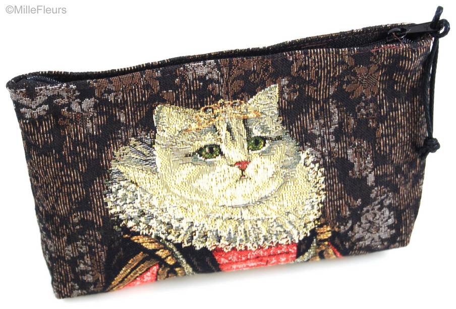 Cat with Crown Make-up Bags Zipper Pouches - Mille Fleurs Tapestries
