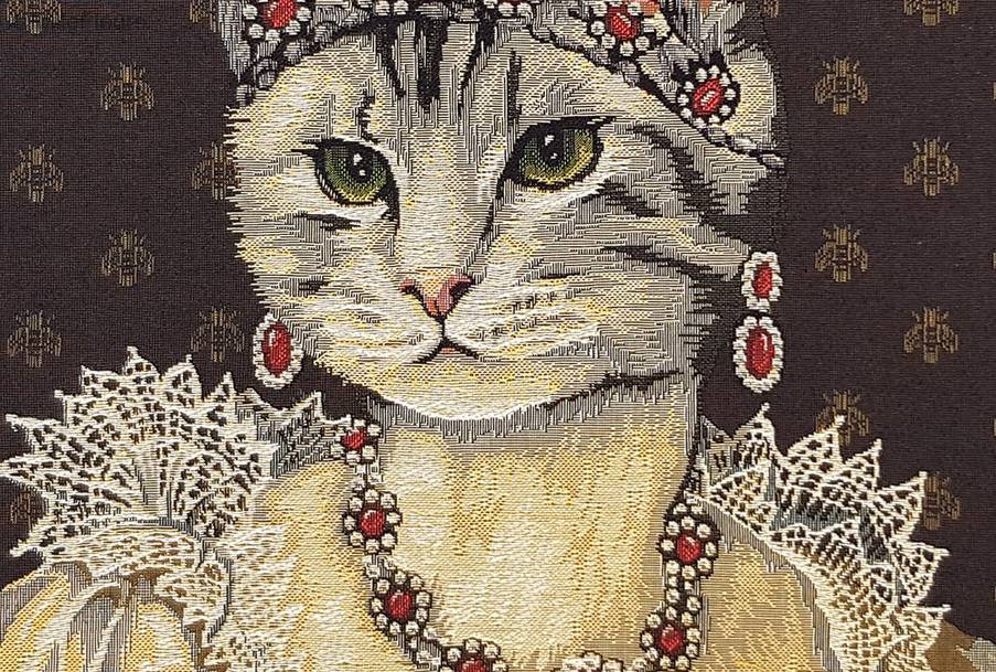 Joséphine with Crown Tapestry cushions Cats - Mille Fleurs Tapestries