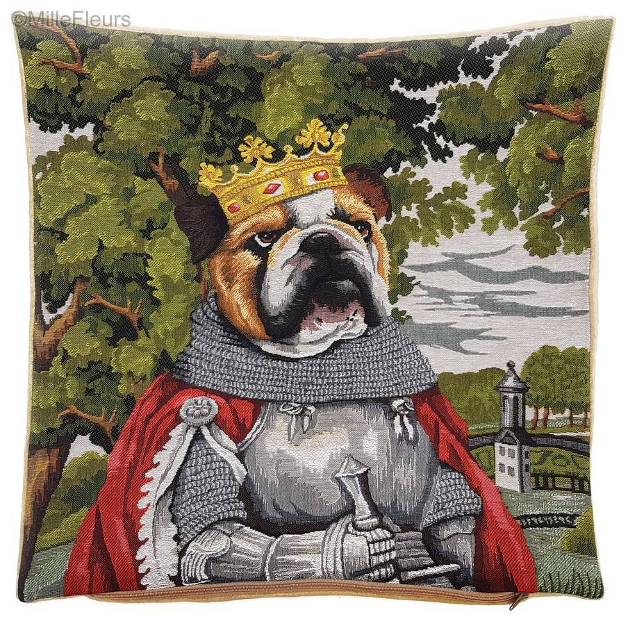 Roi Arthur Bulldog Anglais Housses de coussin Chiens - Mille Fleurs Tapestries