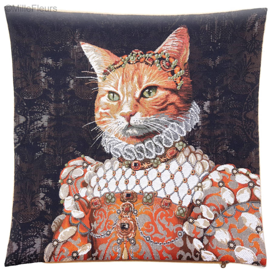 Ginger Cat Sisi Tapestry cushions Cats - Mille Fleurs Tapestries