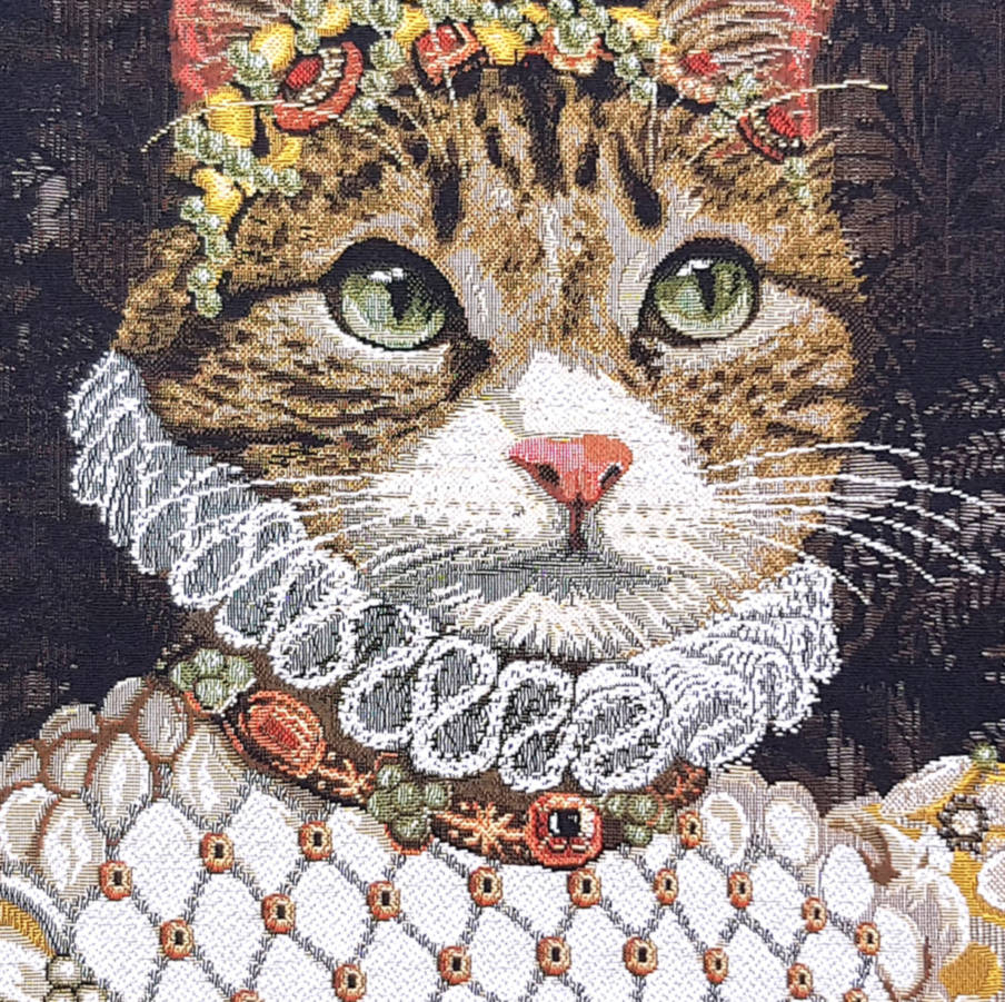 Gato Gris Sisi Fundas de cojín Gatos - Mille Fleurs Tapestries