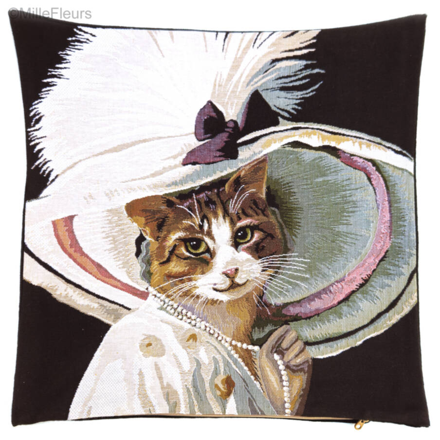 Chat à Chapeau Housses de coussin Chats - Mille Fleurs Tapestries