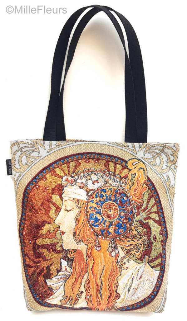 Têtes Byzantine (Mucha) Shoppers Chefs-d'œuvre - Mille Fleurs Tapestries