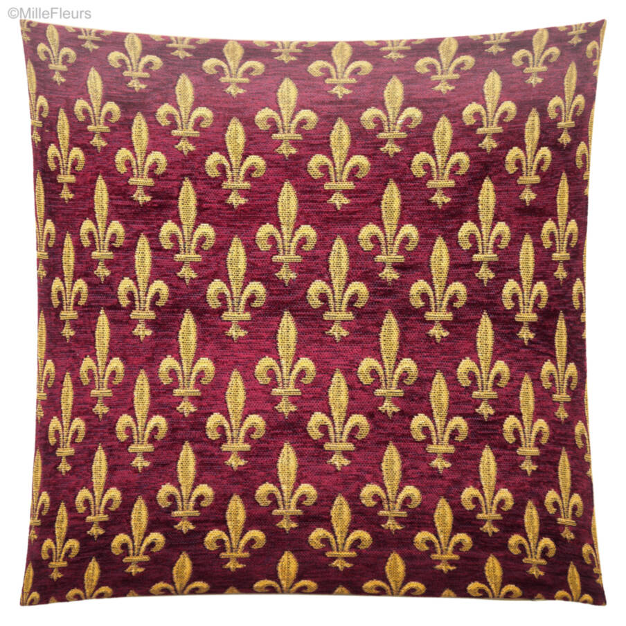 Fleur-de-Lis, red Tapestry cushions Fleur-de-Lis and Heraldic - Mille Fleurs Tapestries
