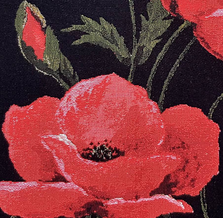 Poppies on black Tapestry cushions Poppies - Mille Fleurs Tapestries
