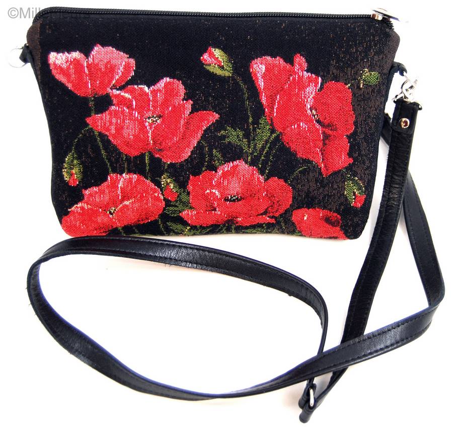 Amapolas, negro Bolsas Amapolas - Mille Fleurs Tapestries