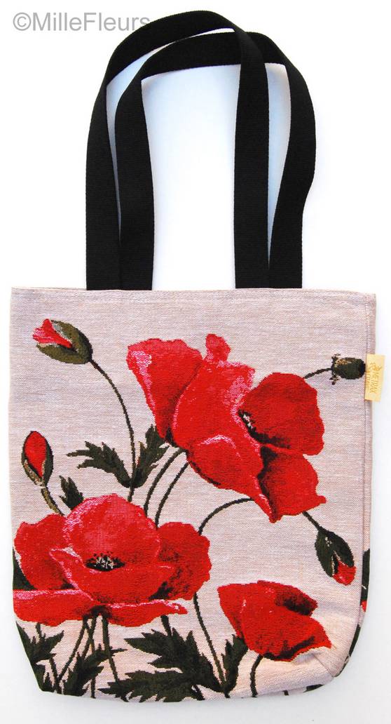 Amapolas, blanco Bolsas de Compras Flores - Mille Fleurs Tapestries