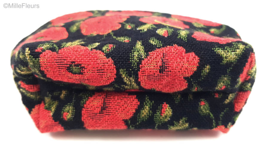 Small poppies on black Make-up Bags Zipper Pouches - Mille Fleurs Tapestries