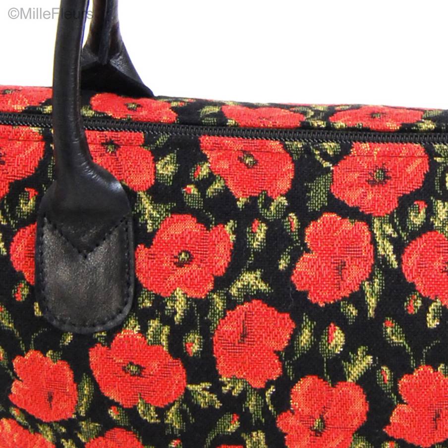 Petits coquelicots sur noir Sacs Coquelicots - Mille Fleurs Tapestries