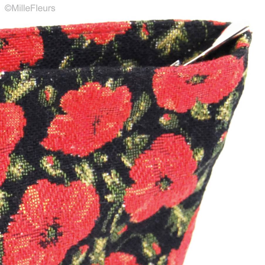 Petits coquelicots sur noir Sacs de Maquillage Coquelicots - Mille Fleurs Tapestries