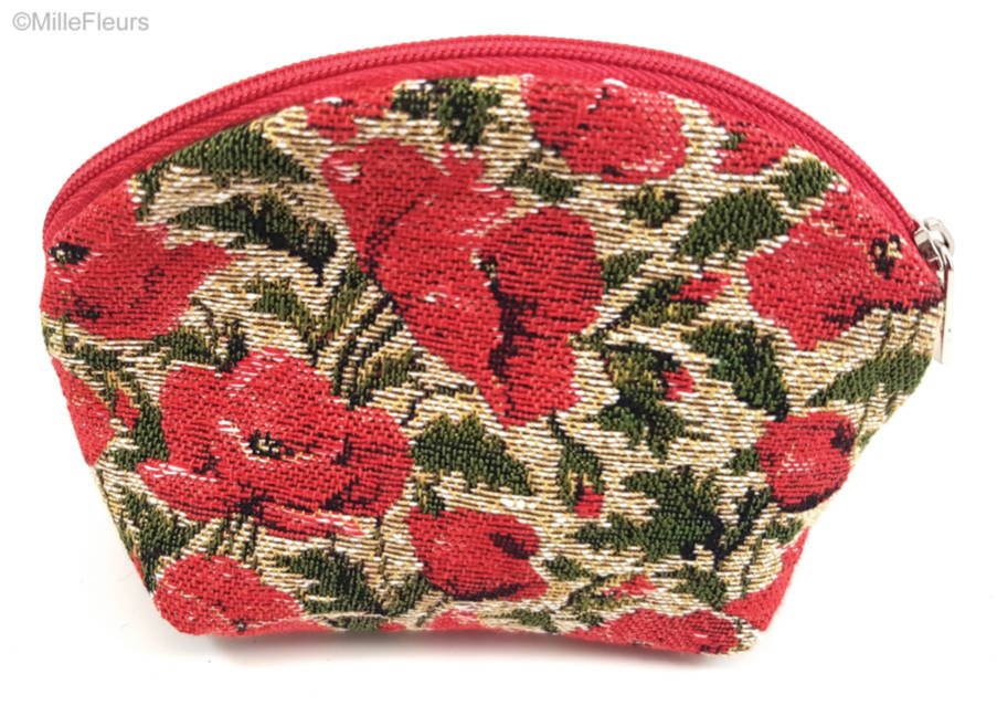 Small poppies on ecru Make-up Bags Zipper Pouches - Mille Fleurs Tapestries