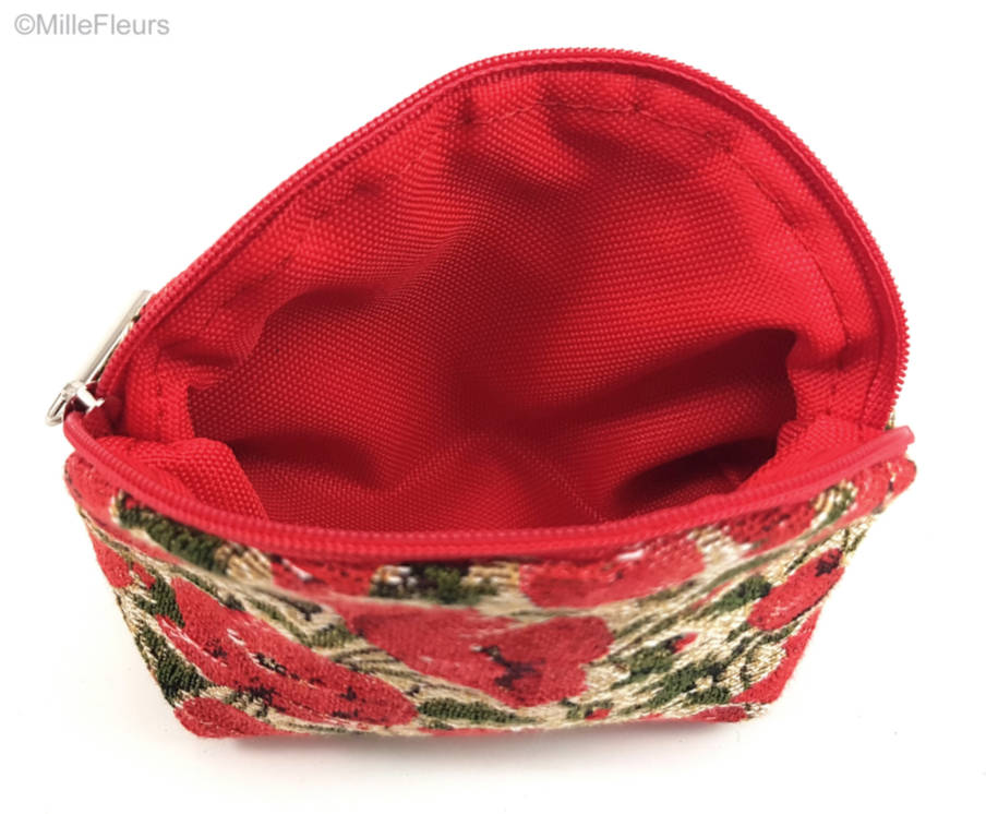 Small poppies on ecru Make-up Bags Zipper Pouches - Mille Fleurs Tapestries