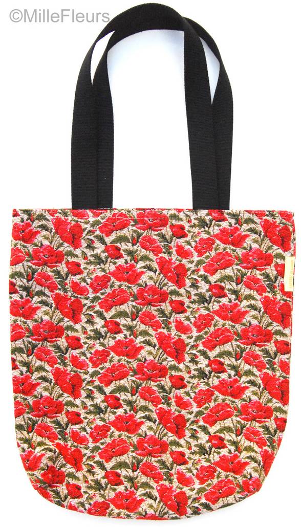 Small poppies on ecru Tote Bags Flowers - Mille Fleurs Tapestries