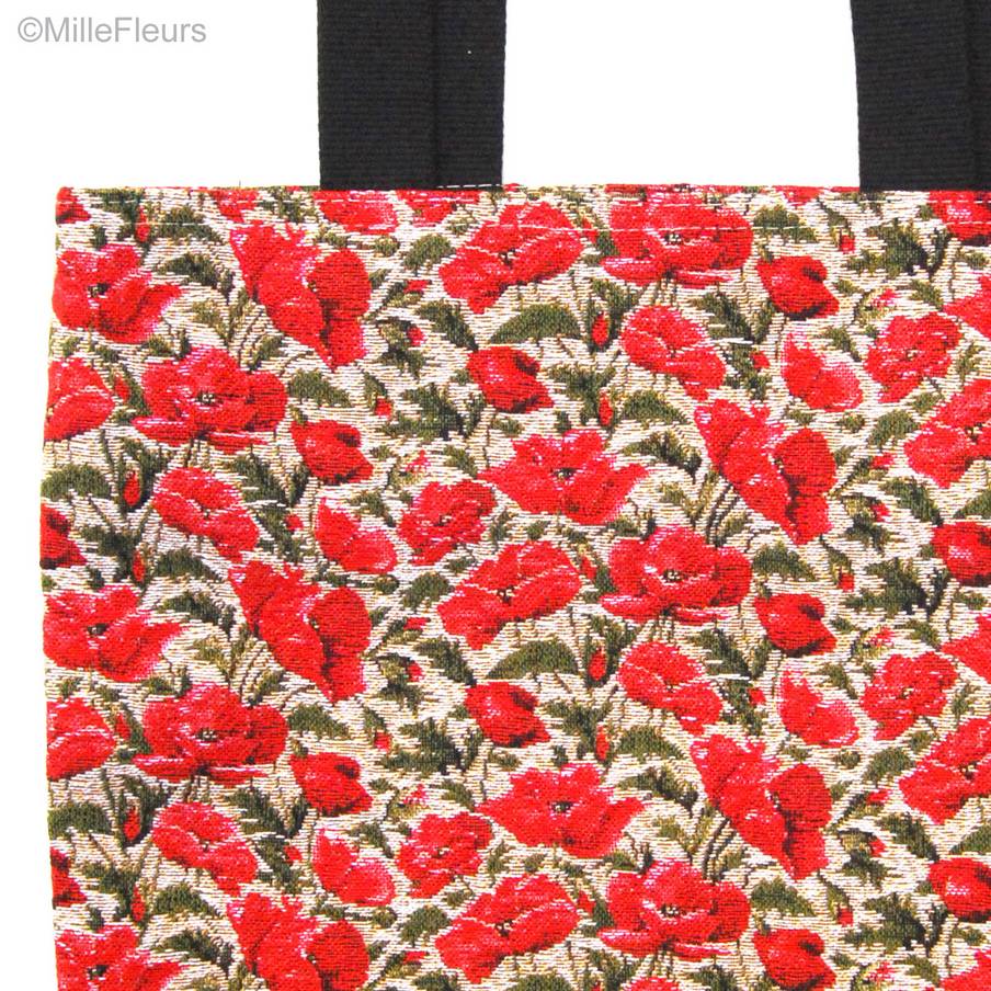 Small poppies on ecru Tote Bags Flowers - Mille Fleurs Tapestries