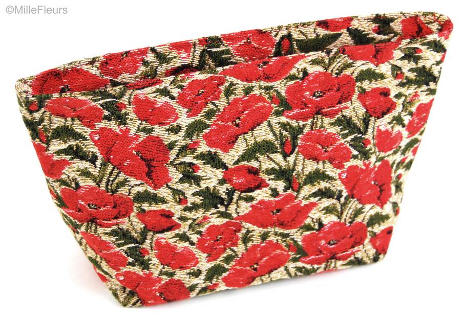 Small poppies on ecru Make-up Bags Poppies - Mille Fleurs Tapestries