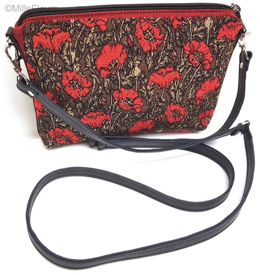 Small poppies on brown Bags & purses Poppies - Mille Fleurs Tapestries