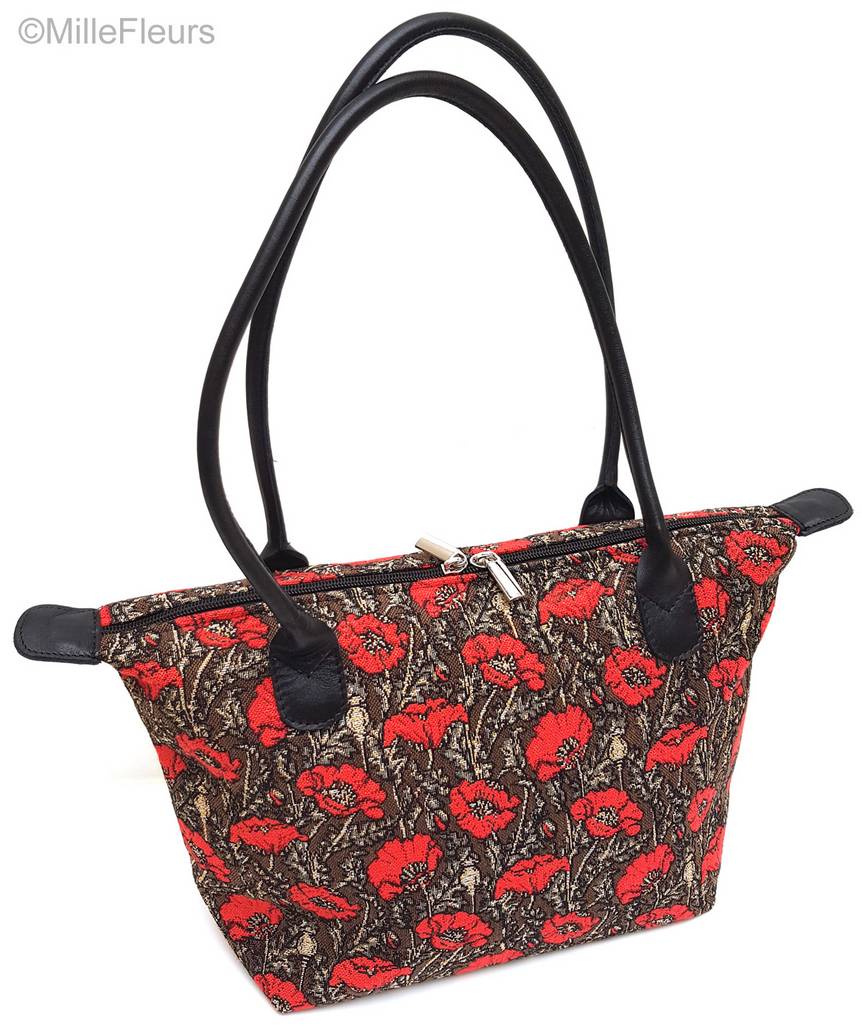 Small poppies on brown Bags & purses Poppies - Mille Fleurs Tapestries