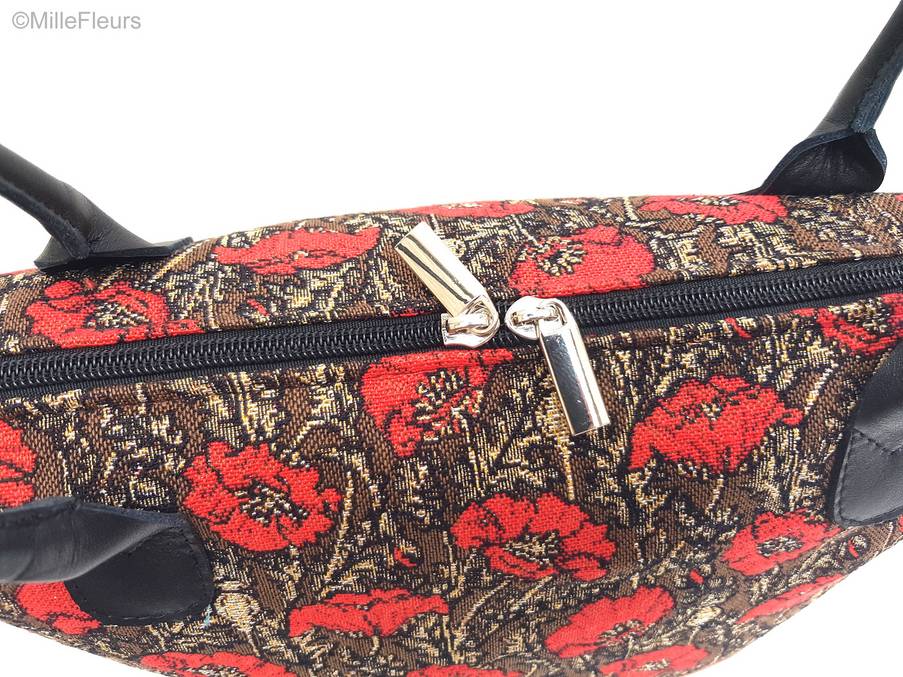 Small poppies on brown Bags & purses Poppies - Mille Fleurs Tapestries