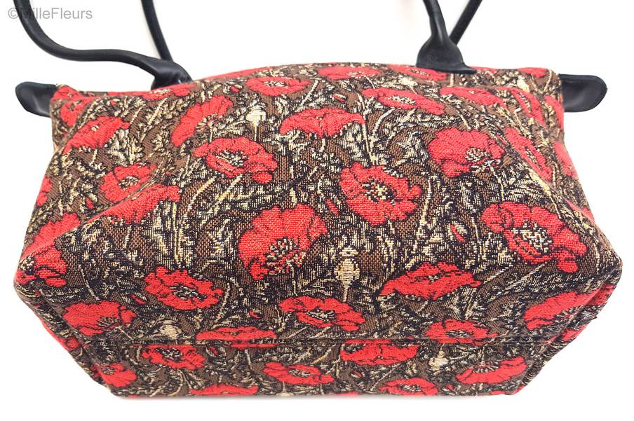 Pequeñas amapolas en marron Bolsas Amapolas - Mille Fleurs Tapestries