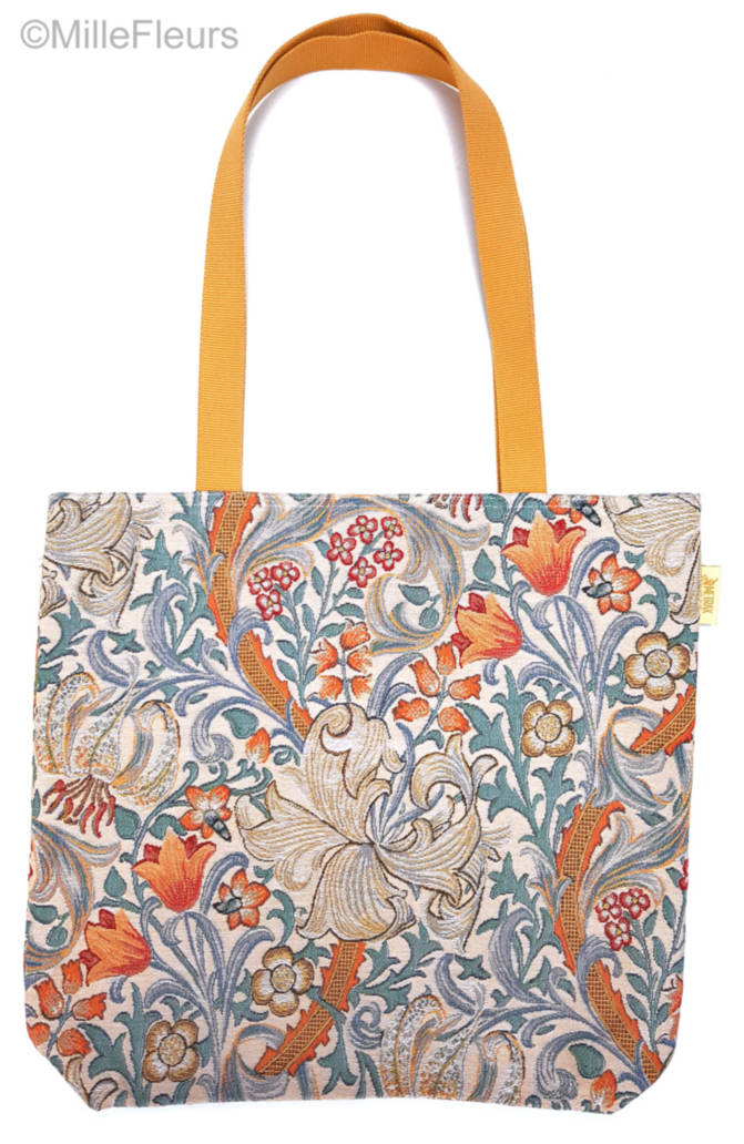 Golden Lily (William Morris), beige Tote Bags William Morris - Mille Fleurs Tapestries