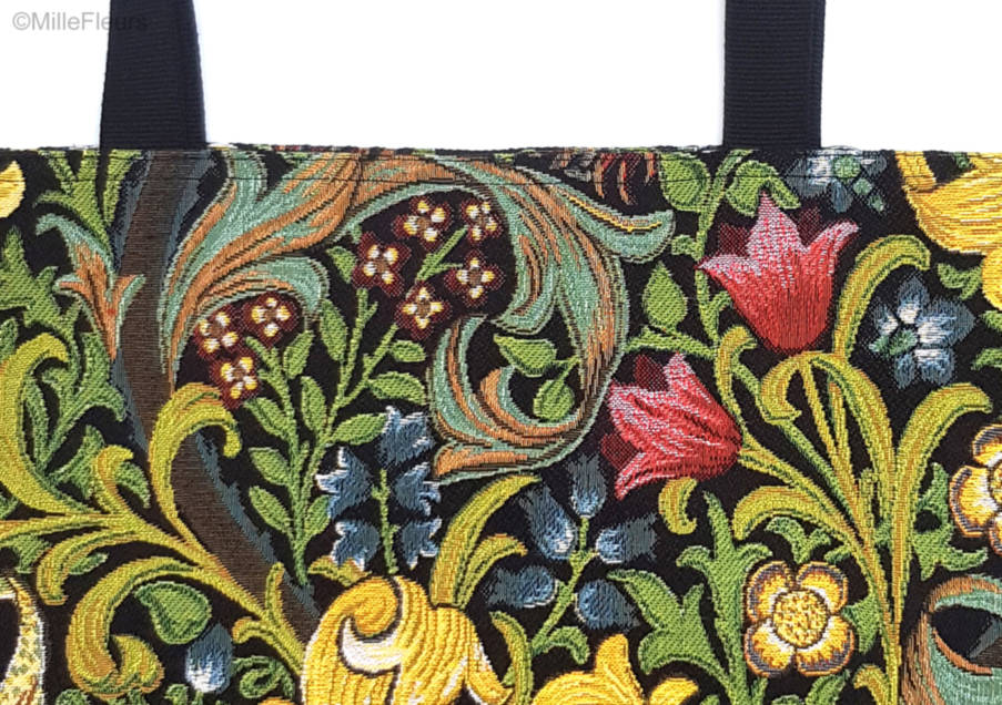 Golden Lily (William Morris), green Tote Bags William Morris - Mille Fleurs Tapestries