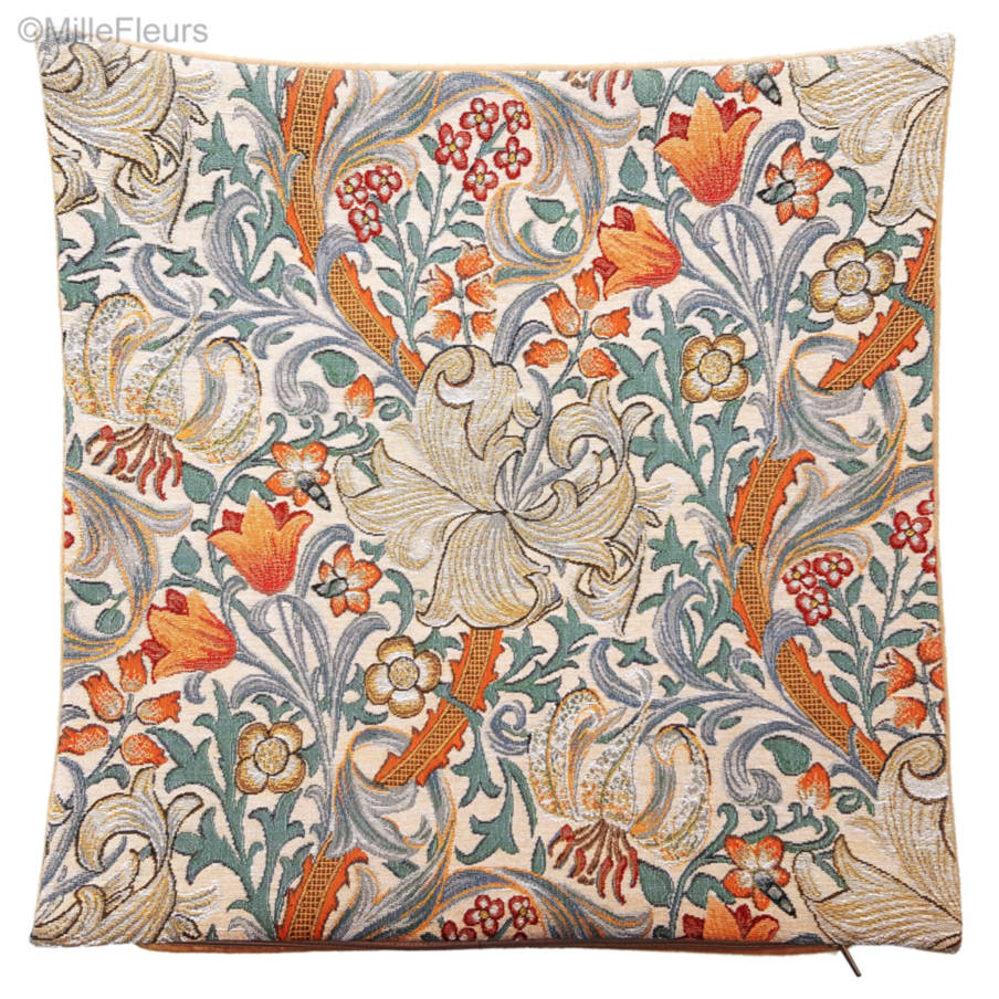 Golden Lily (William Morris), beige Housses de coussin William Morris & Co - Mille Fleurs Tapestries