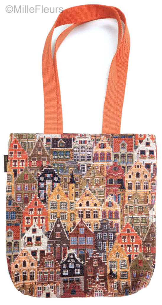 Bruges Facades Tote Bags Bruges and Belgium - Mille Fleurs Tapestries