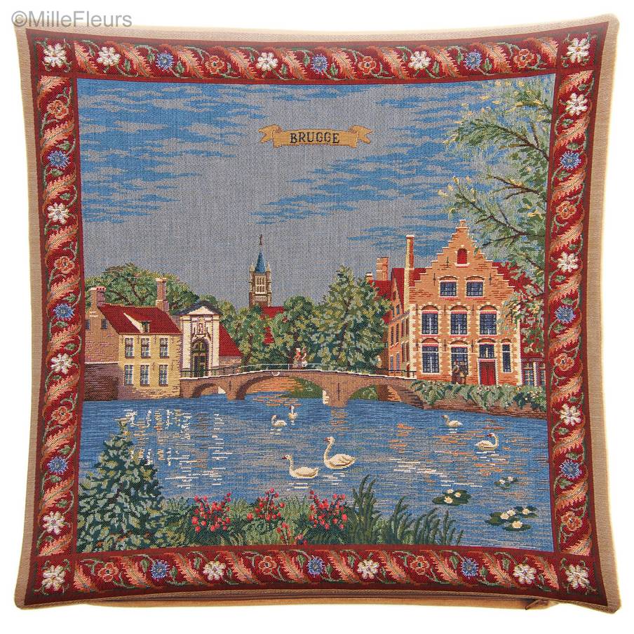 Béguinage de Bruges Housses de coussin Villes Historiques Belges - Mille Fleurs Tapestries