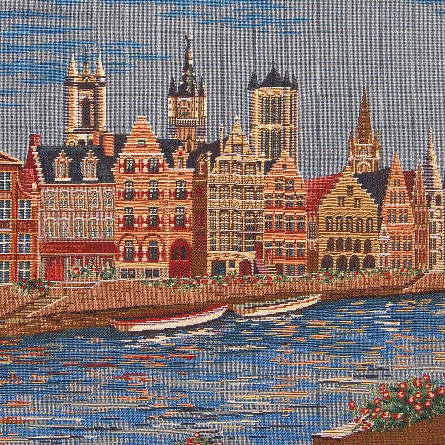 Graslei te Gent Kussenslopen Belgische Historische Steden - Mille Fleurs Tapestries