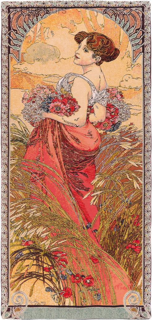 Zomer Wandtapijten Alfons Mucha - Mille Fleurs Tapestries