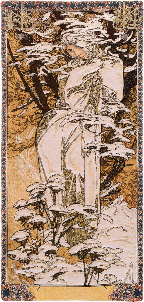 Winter Wandtapijten Alfons Mucha - Mille Fleurs Tapestries
